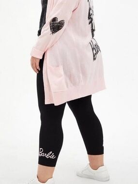 Torrid Barbie Cropped Leggings with Pink Script Logo